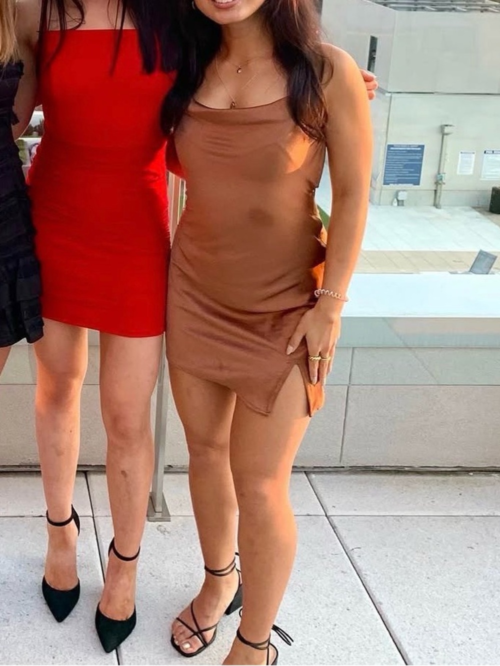 Princess Polly Brown Satin Cowl Neck Mini Dress